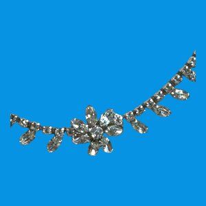 Vintage Denbe Silver Clear Rhinestone Necklace Choker Flapper 15" Art Deco